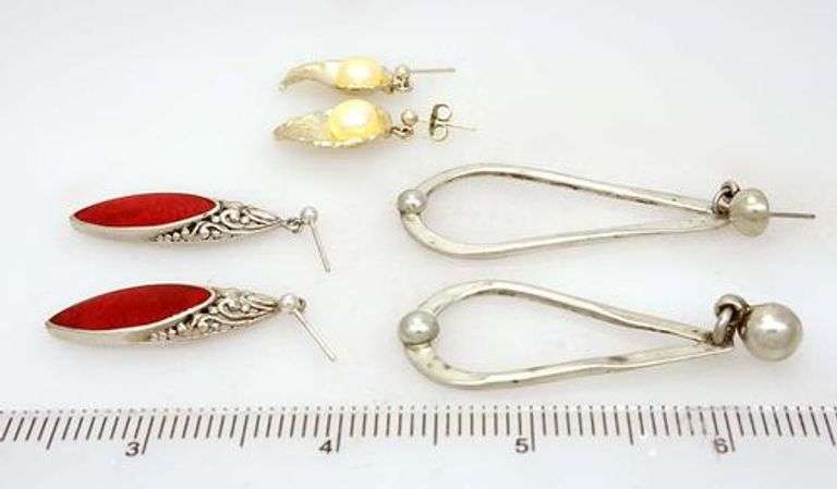 Three Pairs of Sterling Earrings
