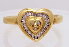 Diamond Heart Ring in Gold, Size 6.25