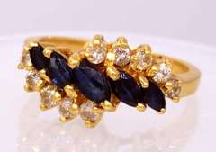 Sapphire & Diamond Ring, Size 6.25