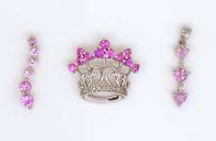 Three Pink Sapphire Pendants in White Gold
