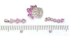 Three Pink Sapphire Pendants in White Gold