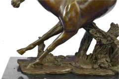 Agile Wild Stallion Horse Race Bronze Sculpture on Marble