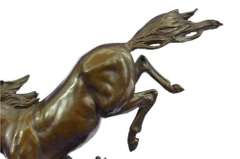 Agile Wild Stallion Horse Race Bronze Sculpture on Marble