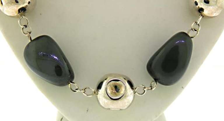 Robert Lee Morris Hematite and Silver Beaded Necklace