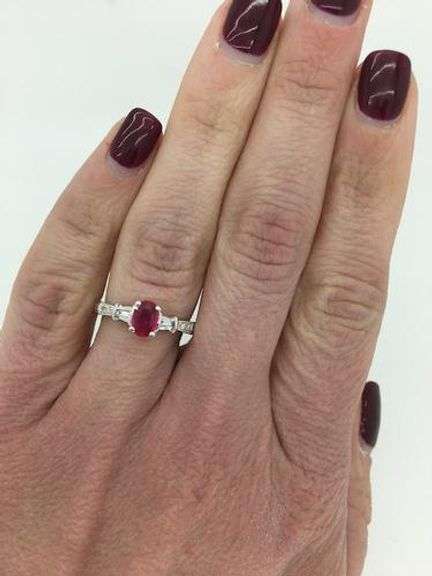 14K White Gold Ruby and Diamond Ring