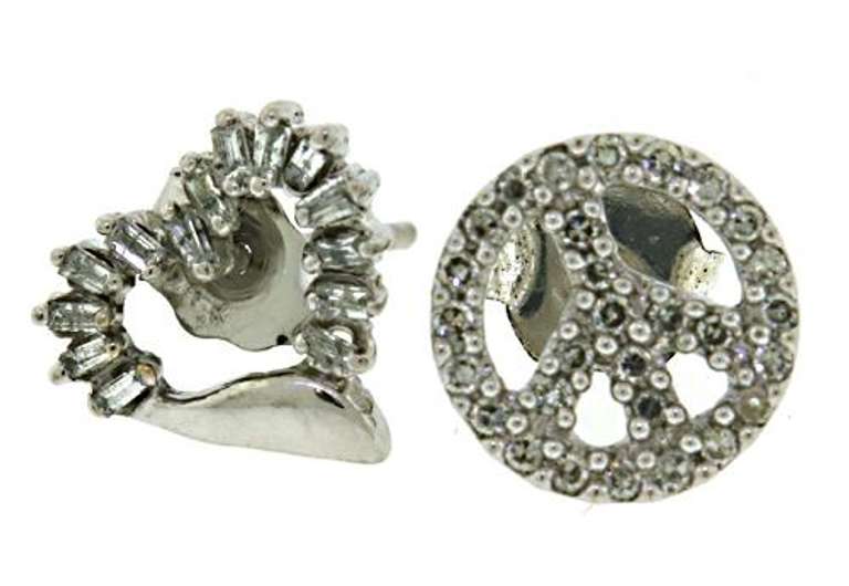 Heart and Peace Sign Pair of Earrings