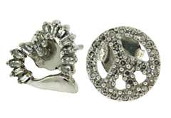 Heart and Peace Sign Pair of Earrings