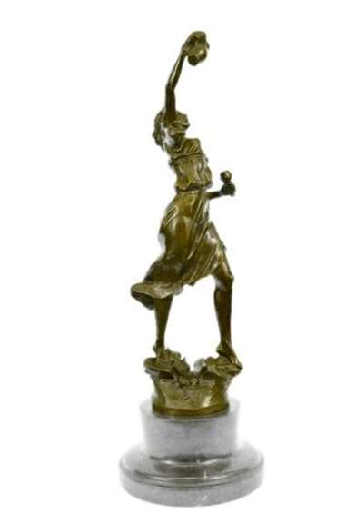 Lady Holding Jug of Wine Bronze Figurine