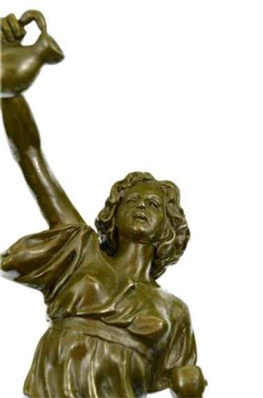 Lady Holding Jug of Wine Bronze Figurine
