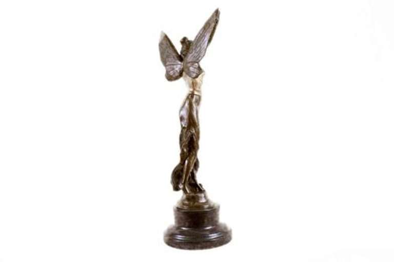 French Large Charming Angel Standing on Rock Bronze