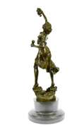 Lady Holding Jug of Wine Bronze Figurine