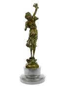 Lady Holding Jug of Wine Bronze Figurine