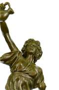 Lady Holding Jug of Wine Bronze Figurine