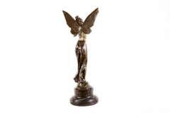 French Large Charming Angel Standing on Rock Bronze