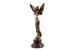 French Large Charming Angel Standing on Rock Bronze