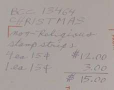 Stamp strips, non-religious, Christmas  $15.00 face