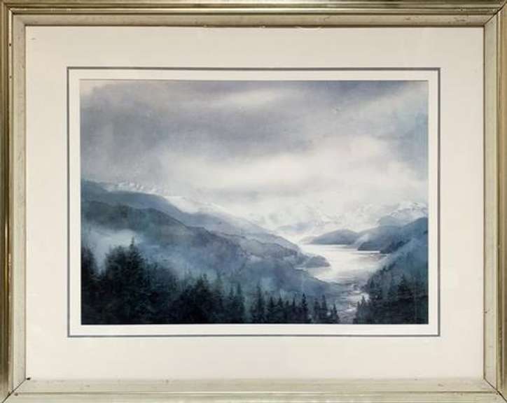 Mountain Scenery Offset Lithoprint Framed