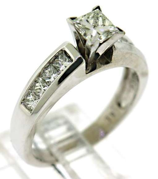 Princess Cut Diamond Ring with Side Stones