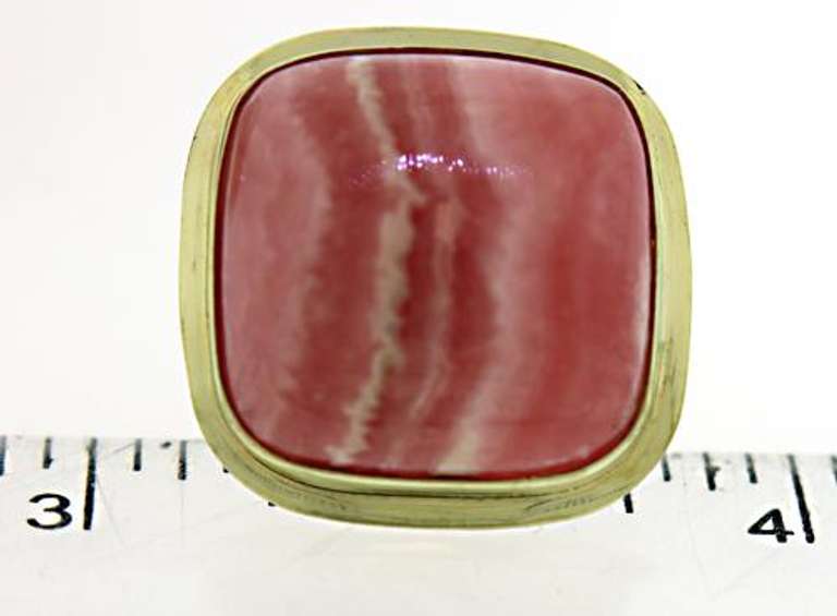 Stunning 14kt YG Rhodochrosite Cushion Cabochon Earrings