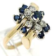 Lovely Blue Sapphire and Diamond Bypass Ring