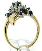 Lovely Blue Sapphire and Diamond Bypass Ring