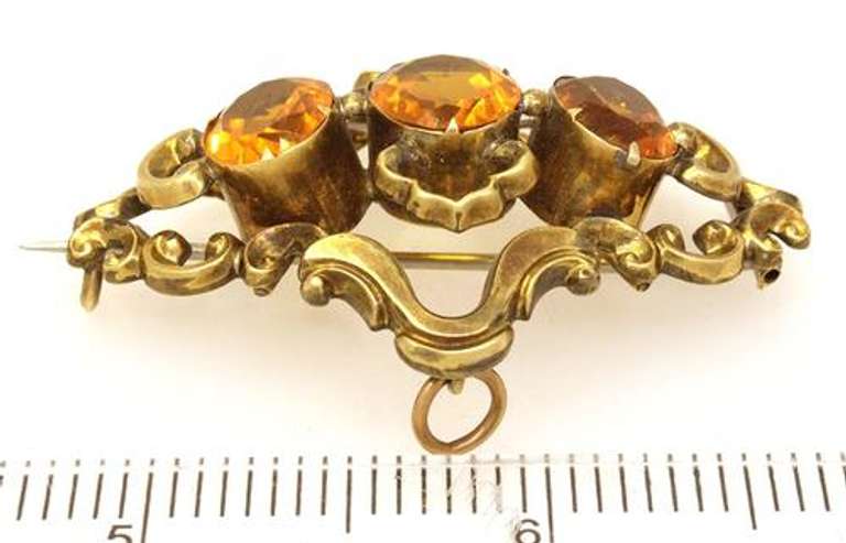 Antique-Style Gold Broach with Citrines