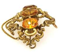 Antique-Style Gold Broach with Citrines