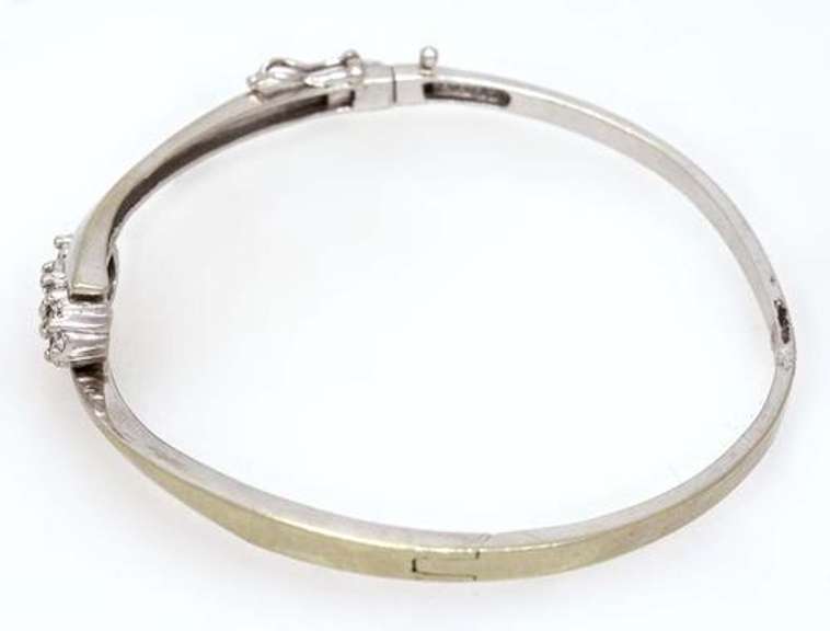 White Gold Hinged Bangle with Diamonds