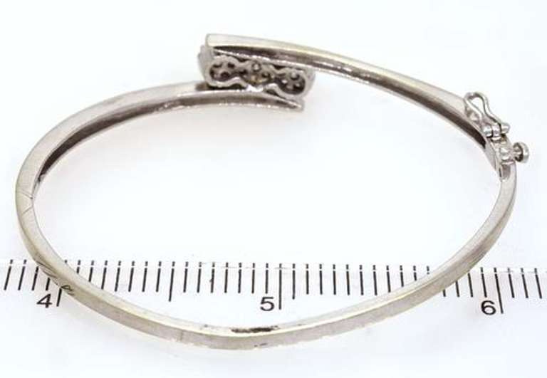 White Gold Hinged Bangle with Diamonds
