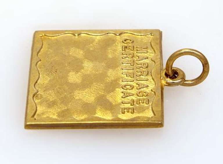 Gold Marriage Certificate Motif Pendant