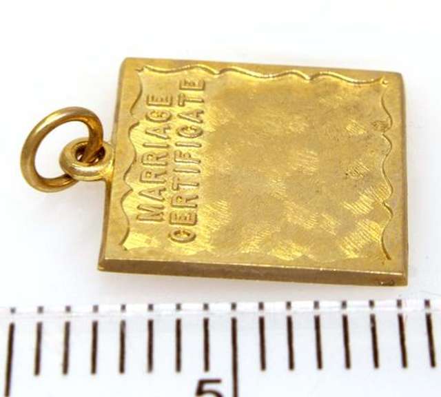 Gold Marriage Certificate Motif Pendant