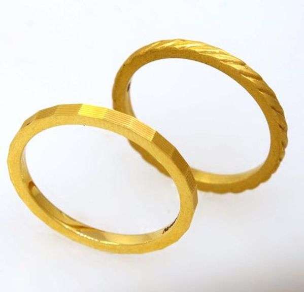 Two Etched Gold Bands, Sizes 5.5 & 5.75