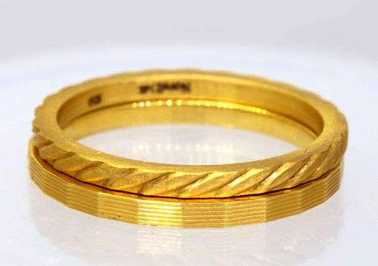 Two Etched Gold Bands, Sizes 5.5 & 5.75