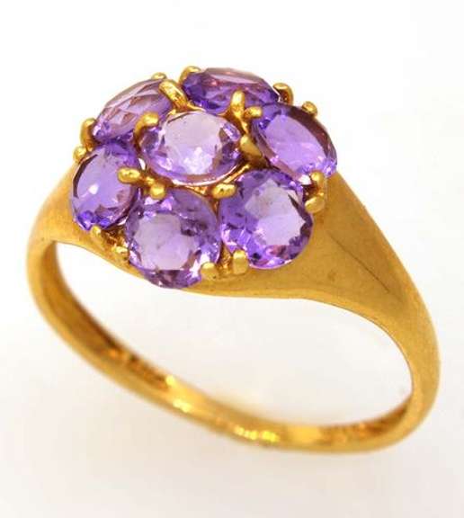 Amethyst Cluster Ring in Gold, Size 6