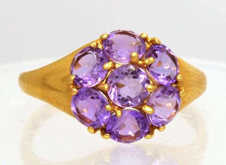 Amethyst Cluster Ring in Gold, Size 6