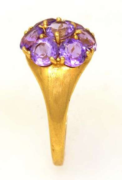Amethyst Cluster Ring in Gold, Size 6