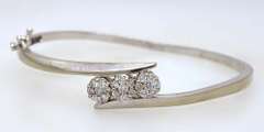 White Gold Hinged Bangle with Diamonds