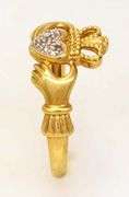 Gold Claddagh Ring with Diamonds, Size 6.75