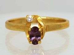 Purple Sapphire Ring in Gold, Size 5.5