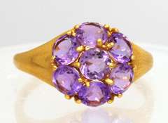 Amethyst Cluster Ring in Gold, Size 6