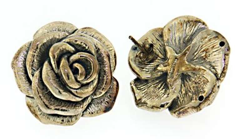 Whimsical Sterling Silver Set of Rose Earrings and Necklace