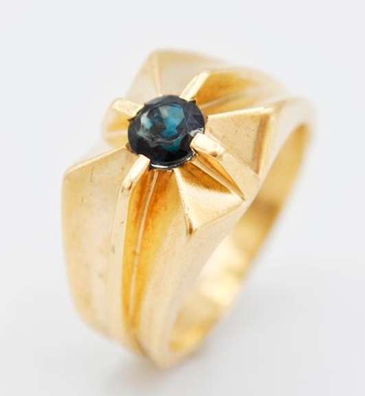 Solid Gold & Blue Sapphire Ring