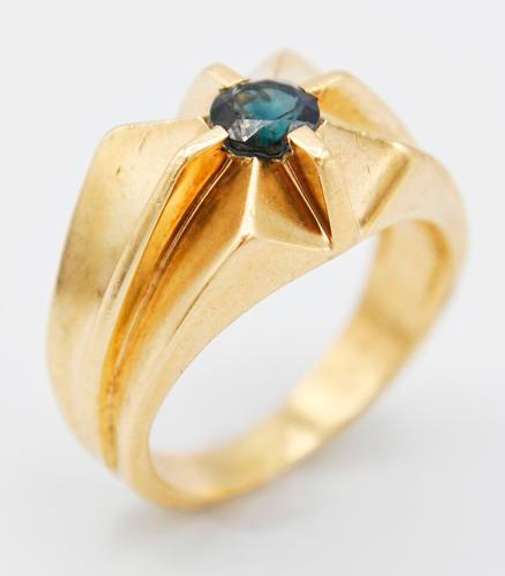 Solid Gold & Blue Sapphire Ring