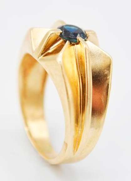 Solid Gold & Blue Sapphire Ring
