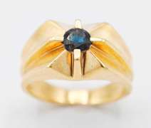 Solid Gold & Blue Sapphire Ring