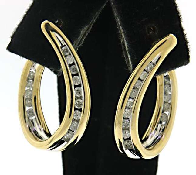 Nice Diamond Two Tone Swirl Earrings
