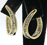 Nice Diamond Two Tone Swirl Earrings