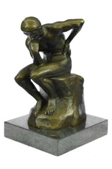 Thinker Symbol of Philosophy Bronze Sculpture on Marble