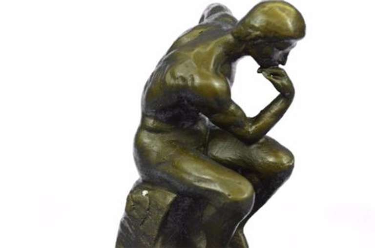 Thinker Symbol of Philosophy Bronze Sculpture on Marble