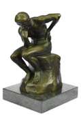 Thinker Symbol of Philosophy Bronze Sculpture on Marble